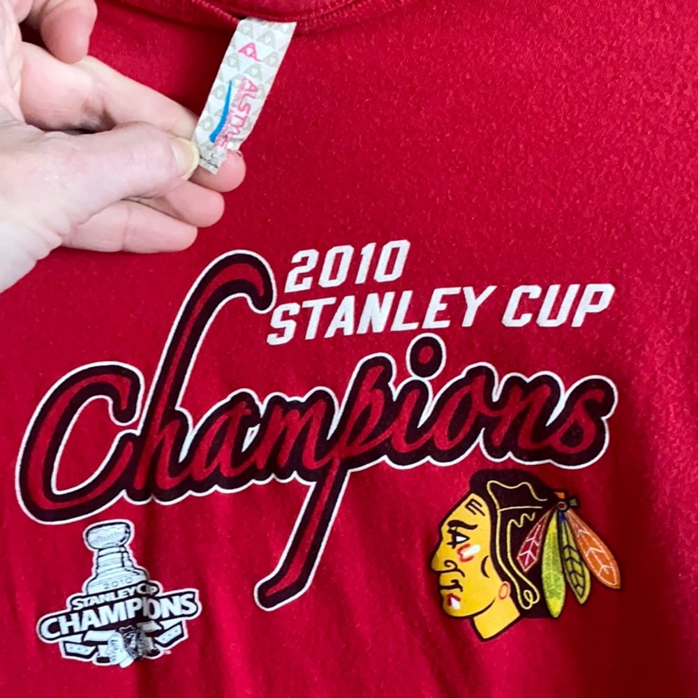2010 CHICAGO BLACKHAWKS STANLEY CUP CHAMPIONS STRETCH BODYCON SS TOP T-SHIRT TOP